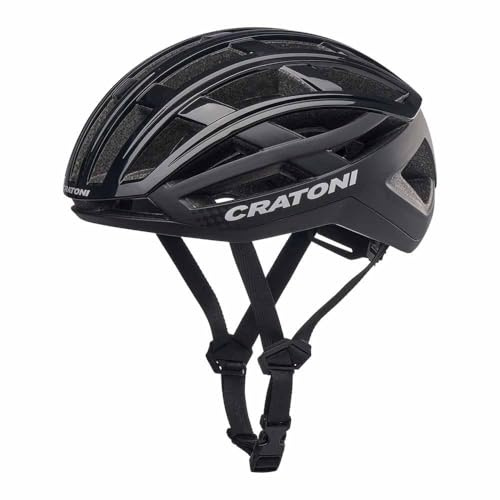 Cratoni Rennrad-/ Gravel Fahrradhelm C-AirLite, Black Glossy M-L (56-58 cm)