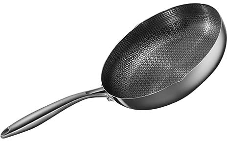 Cabilock Sartén China Wok para Cocina de Inducción con Asas de Acero Inoxidable con Diseño de Panal de Abeja Y Antiadherente