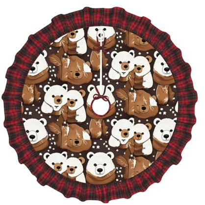 Orso bianco marrone orso base per albero di Natale con plaid, 121 cm adatto per la decorazione dell'albero di Natale
