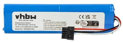 vhbw Akku kompatibel mit Xiaomi VIOMI V2 PRO, VIOMI V3, MI Robot Vacuum MOP P, VIOMI V-RVCLM26B Staubsauger (2600 mAh, 14,4 V, Li-Ion)