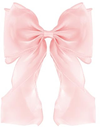 Auiremrti Grand nœud à cheveux pour femme avec long satin soyeux, pince à cheveux pour cheveux épais ou fins, élégante pince à cheveux soyeuse en rose pour toutes les occasions, Rose, L