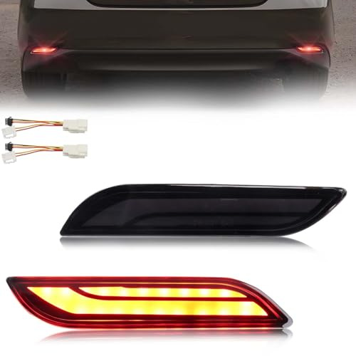 DYNVEX LED Rear Bumper Reflector Light Compatible with Camry 2018-2024, [Play & Plug] Not Wiring [IP67 Waterproof], Red LED Tail Brake Rear Fog & Sequential Turn Signal Lamps, 2 PCS, Smoked Lens
