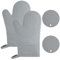 AUAUY 1 Par Gris Guantes para Horno, Silicona Resistente al Calor 446 °F Manoplas Horno Antideslizantes, Guantes Horno Cocina, Hornear Cocinar Barbacoa Microondas, 2 Manteles Aislados Oven Gloves