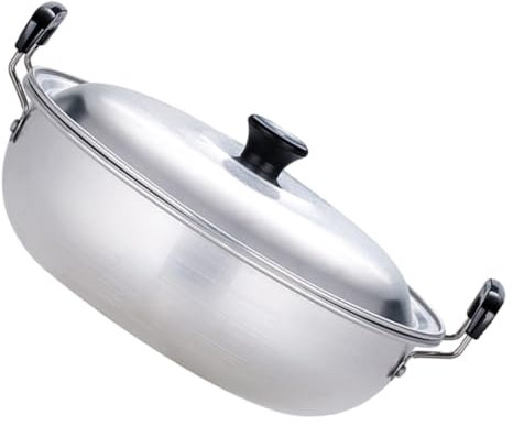 DINHEAROM Cazo De Aluminio Engrosado Para Cocción De Fideos y Sopas Olla Multifuncional Con Tapa Para Cocina Casera Para Ramen y Estofados
