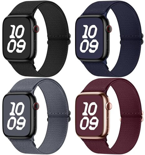 Fullmosa 4 Pack Bracelets en Nylon étanche Compatibles avec Apple Watch 49mm 46mm 44mm 45mm 42mm Bracelet iwatch Extensibles Femme Homme pour iWatch Ultra 1/2 SE SE 2 Series 10 9 8 7 6 5 4 3 2 1