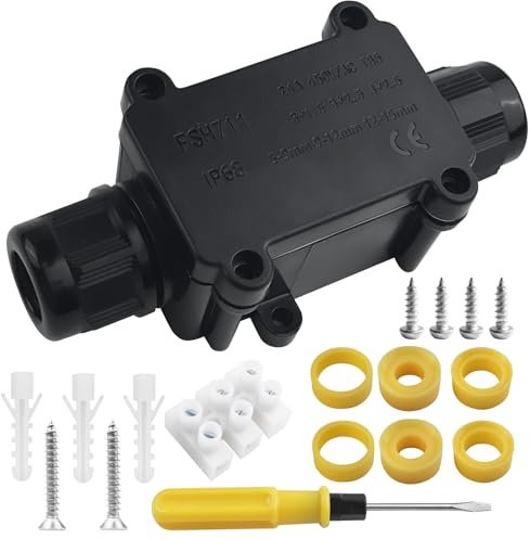 Eckerdromk Boite de Derivation Etanche Exterieur, Connecteurs Câbles Étanches IP68, 2 Voies Electrique Exterieure Boîte de Jonction Étanche, Boîtier de raccordement électrique pour Cable 5mm à 15mm
