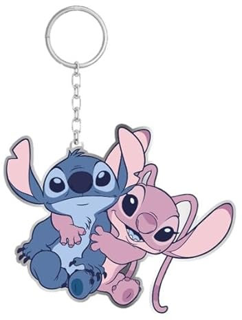 Cerdà Disney Lilo et Stitch Porte-clés - Motif Stitch et Angel - Bleu et rose