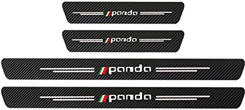 KLHYWEN 4 Pezzi Car Adesivi Soglia Fibra Carbonio per Fi-at Panda, Battitacco Pedal Stickers AntiGraffio Pellicola Protettiva, Auto Styling Accessori,White