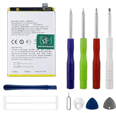 Batería de repuesto BLP875 compatible con Realme Narzo 50/Narzo 50 5G/Q3s/Realme 9 5G batería 4880mAh con kit de herramientas de reparación