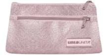 Tinta Unita Astuccio Bustina Glam Rosa e Nero – Forma Triangolare 24×14×3,5 cm – PU Luxury, Design Elegante Scuola o Portatrucchi (Rosa)