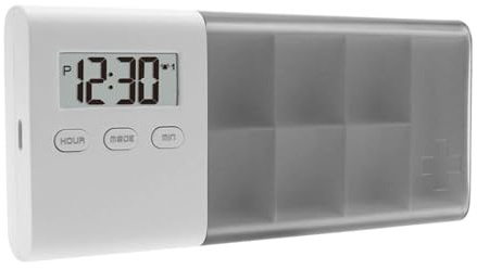 MotiveTech Elektronische Pillendose, Tablet Organizer, Reiseetui, Pillenbehälter mit Großem Fassungsvermögen Und Trennwänden, Geeignet für Die Verwaltung von Med, Grau