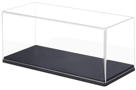 Amagogo Klare Acryl-Vitrine für Modellautos, Aufbewahrungsbox im Maßstab 1:43, dekorativer Schutz, transparent, für Sammler von Modellfahrzeugen, Schwarzer Sockel