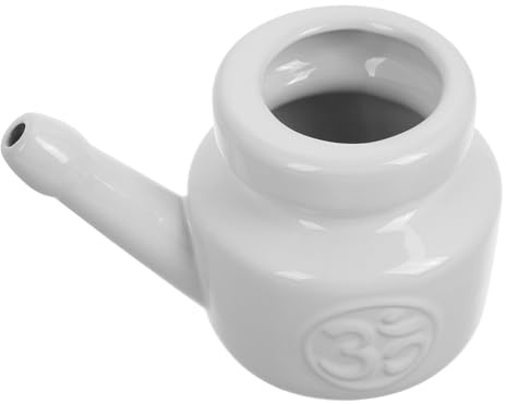 WEKAMOS Keramik Nasenspülkanne Nasenreinigungsflasche Auslaufsicher für Erwachsene Sanfte Nasenspülung zur Kompletten Nasenreinigung Yoga und Alltag Weiß Langlebig und Komfortabel