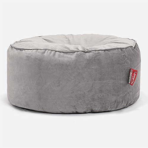 Lounge Pug, Sitzhocker Pouf, Sitzpouf, Samt Silber