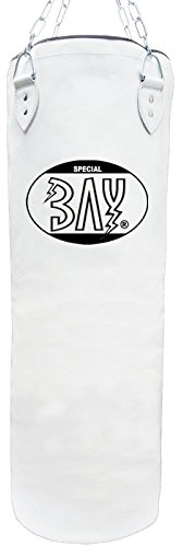 BAY® GUT & GÜNSTIG - 120 x 33 cm Uni Weiss Sandsack Boxsack mit Stahlkette + Drehwirbel, Sandsäcke Boxsäcke Senioren Junioren Erwachsene Damen Herren …