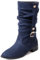 Cocey Stivali da donna Slouch con tacco piatto e punta alla moda, Blu, 43 EU