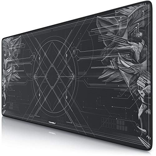 TITANWOLF - XXL Tappetino per Mouse da Gioco - Gaming Mousepad Extra Grande 900 x 400mm - Pad con Base in Gomma Antiscivolo - Spessore 3mm - Nero - Modello HUD