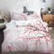 LASINSU Branche Cerisier du Japon réaliste avec fichier Sakura hiéroglyphe Fleurs épanouies，Parure de Lit Pou Housse de Couette (220x240) et 2 Taies d'oreiller pour Lit