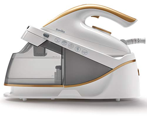 Breville PressXpress Steam Generator Iron | 2400 W | Ceramic Soleplate | Detachable Water Tank | White & Gold [VIN410]