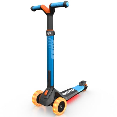 BERG Nexo Foldable Lights LED-Deck Kinderroller | Scooter | Klappbar & Tragbar | LED-Lichteffekte | Sichtbarkeit bei Dunkelheit | Sicher & Stabil | Höhenverstellbar | Für Kinder ab 2 Jahren | Blau