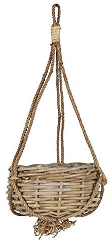 Ib Laursen Hängekorb aus Rattan mit Kunststoffinnenseite und Juteschnur