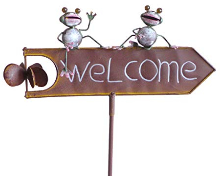 Blumenstecker Gartenstecker Windrad Frosch Welcome 120 cm Gartendekoration Garten Terasse