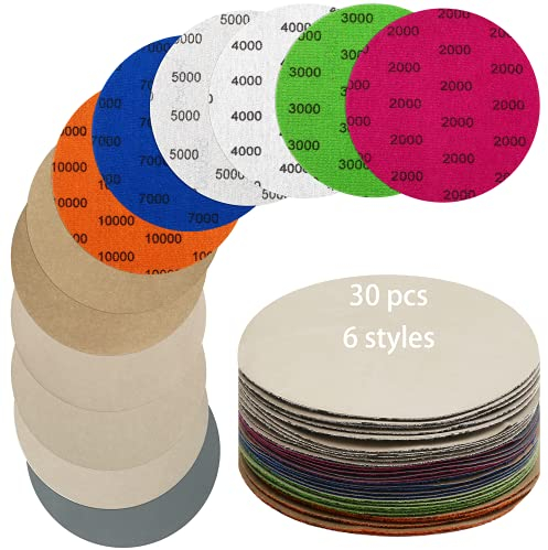 30 StüCk Schleifpapier 125 mm Klett KöRnung 2000/3000/4000/5000/7000/10000 Grits FüR Exzenterschleifer Ohne Loch