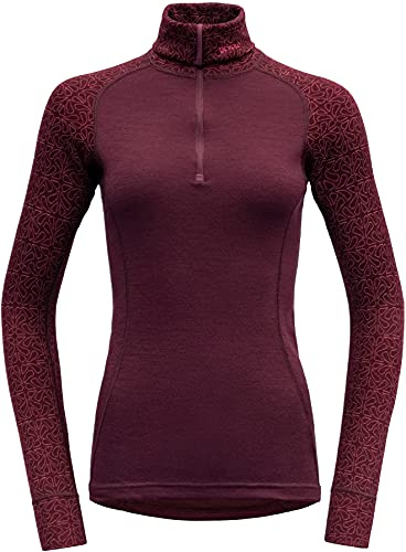 Devold W Duo Active Merino 210 Zip Neck Rot, Damen Merino Unterwäsche, Größe XS - Farbe Port