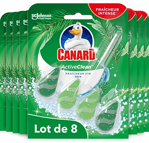 Canard Active Clean Blocs WC Fraîcheur Pin Fraîcheur Intense 8 Blocs | Bloc WC offrant une fraîcheur intense et une mousse nettoyante à chaque chasse pendant jusqu'à 3 semaines