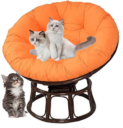 SRHWBF Papasan Kissen Sitzkissen Im Freien Hängesessel Kissen Krabbeldecke Für Rattan Hängeschaukel Ei Hängesessel für Drehsessel Korbsessel Balkonstuhl (NUR Kissen) (Orange Ø140cm/55.1 in)