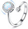 MILACOLATO 925 Silber Ringe Für Frauen Fidget Ring Verstellbar, Opal Mondstein Spinner Anxiety Ring Für Damen Mädchen, Achtsamkeitsring Verlobungsring Engagement Ring Modeschmuck Mit Geschenkbox