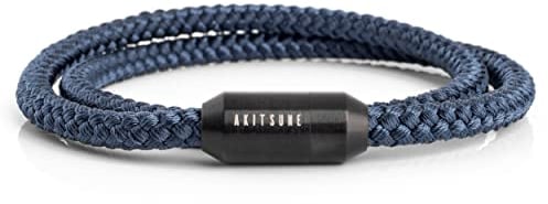 Akitsune Mare Sailing Rope Nylon Bracelet | 5 mm Wide | Magnetic Capsule Clasp Double Wrapped Women Men Maritime, 43 cm, Nylon