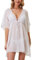 soul young Strandkleid damen Sommer Badeanzug Bademode V-Ausschnitt Vertuschen Bikini Chiffon cover up Strandponcho Strandurlaub knielang(Einheitsgröße,Weiß)