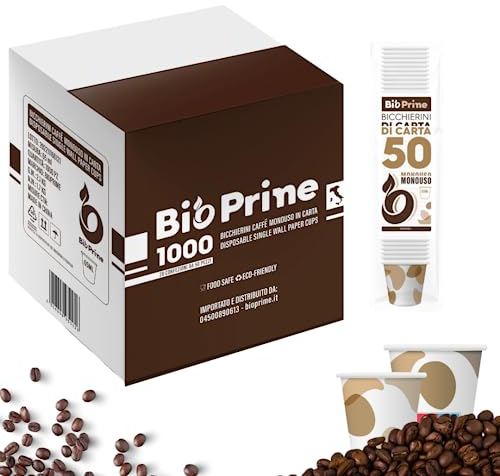 1000 Bicchierini Caffè Carta 65ml Monouso - Bicchieri Caffè Carta Biodegradabili - Bicchierini da Caffè usa e getta Ecosostenibili