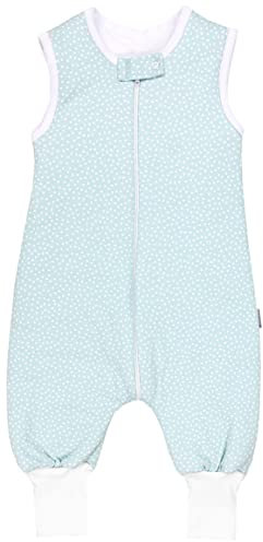 TupTam Baby Schlafsack mit Füßen Ganzjahresschlafsack 2,5 TOG, Farbe: Tupfen Mineralgrün, Größe: 68-74