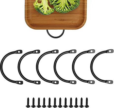ZhouDaShu Metal Serving Tray Handles, Side Fixing Handles for Wooden Serving Trays, Kitchen Wood Charcuterie Board, Cutting Board, Wooden Box and Furniture Pulls,6 Pack(18mm Screws)