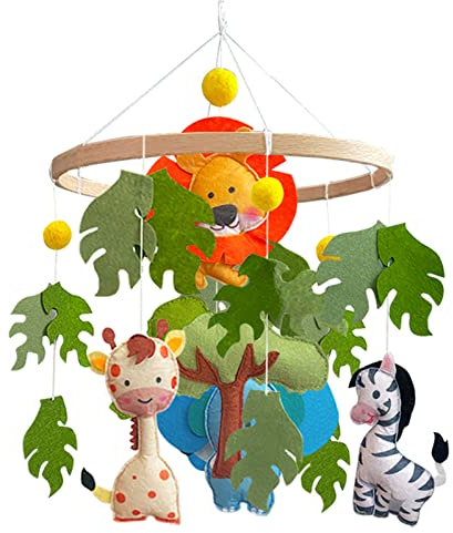 EXQULEG Giraffe Mobile Baby Hölz Mobile Baby Windspiele mit Filzbällen Tier Kinderzimmer Hängende Bettglocke Mobile für Babybett Jungen und Mädchen