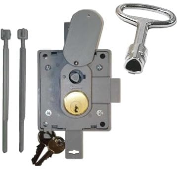 BRICOQUI Serratura per contatore Enel con chiave triangolare ricambio monofase con disco chiudi toppa e porta chiave per tabella ENEL 4541/1 unificata nazionale sportello enel nuovo