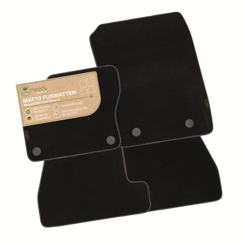 MAT10 Green Edition – Auto-Fußmatten passend für Ford Focus 3 (BJ 04/2015-08/2018, 5-Türer) | nachhaltiges Velours | Automatten-Set, 4-teilig | Made in Germany, Erstausrüsterqualität