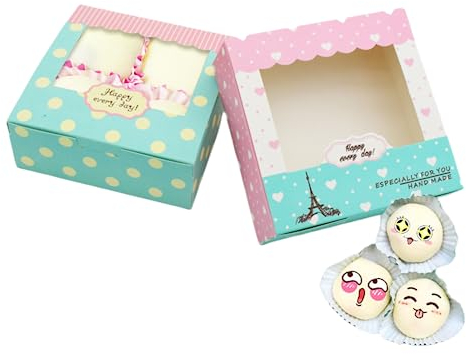 20 Stück Tortenschachtel Mit Sichtfenste 4er Cupcake Box Cookie Box Macarons Box Tortenschachtel