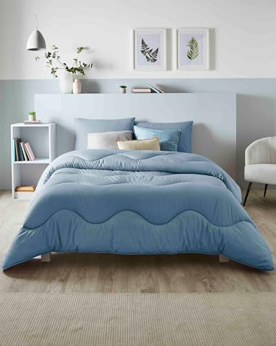 Night Lark Coverless Duvet King Size 10.5 Tog – Linen Collection – Twilight Blue Superweiche, gemütliche und leichte Steppdecke Maschinenwaschbar, hypoallergen, schnell trocknend, All-in-One