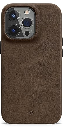 WIIUKA Hülle für iPhone 15 Pro, Leder aus Deutschland, Lederhülle extra Dünn, Premium Handyhülle, Case, Qi, Vintage Braun