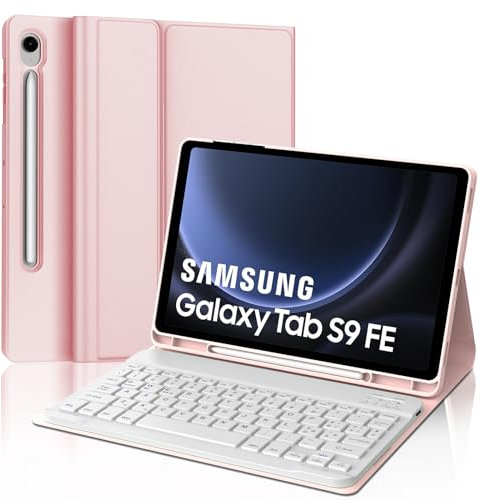 JADEMALL Tastiera per Samsung Tab S9 FE 10.9/S10 FE 10.9 Custodia, Italiana-QWERTY Layout Tastiera Bluetooth con Portapenne per Samsung Galaxy Tab S10 FE/S9 FE 10.9, Rosa