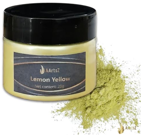 Epoxidharz Farbe Metallic Puder (Lemon Yellow) 20g Jar, AArtsZ Mica Powder Pulver, Epoxy Resin Farbe, Farbpigmente, Pigmentpulver für Kosmetisches Qualität, Niveau Lipgloss, Badebomb, Seifenfarben