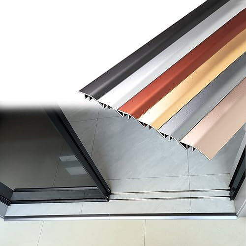 ThisgA Heavy Aluminum Floor Transition Threshold Strip, Door Bars Threshold Strip for Front Door, Porch, Exterior Entry, Floor Trim Gap Cover Flooedge Trim with Super Glue, for Home Office Bathroom/