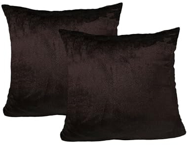JACK 2er Set Teddy Flausch Kissenhülle Kissenbezug Dekokissen flauschig kuschlig weich, Farbe:Braun, Größe:40 x 40 cm