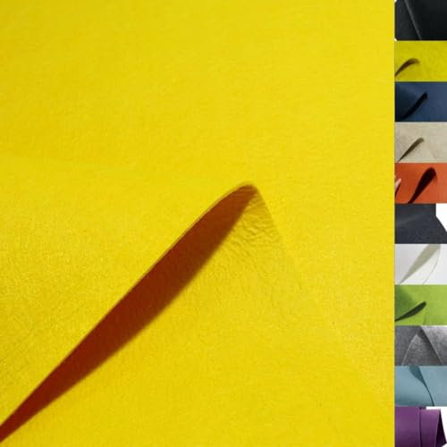 TOLKO 1m Bastelfilz Stabiler Filzstoff Meterware | 2,5 mm dick | Filzmatte Untersetzer Dekofilz Taschenfilz zum Nähen und Basteln | 90 cm breit | Nadelfilz Filz Meterware (Gelb)
