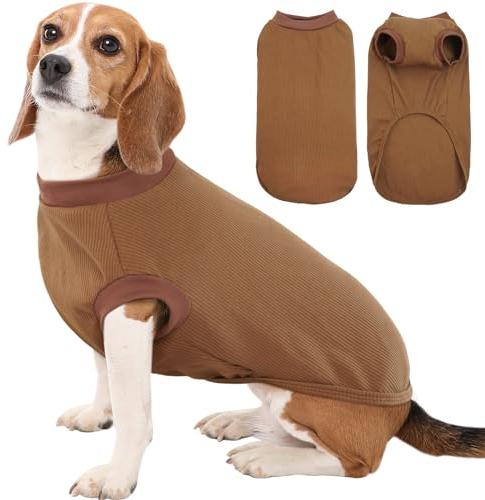 Kuoser Hundepullover Mittelgroße Hunde, Hundehemd Pullover Hund Haustierkleidung, Hundeshirts Hunde Pullover, Dünn Hundemantel Hundejacke, Hundekatzen Kleidung, Weicher Hunde Pyjamas, Braun