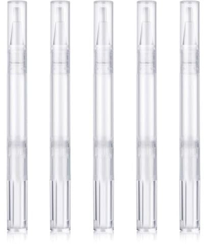 5 Packs Transparent Twist Pens 3 ml Nail Oil Pen Transparent Twist Pens, Cuticle Oil Dispenser Empty Nail Oil Pen with Brush Tip, Cosmetic Lip Gloss Container Applicators Eyelash Growth Liquid Tube