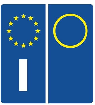 Generico 2 Adesivi Targa Europea Auto OMOLOGATI PVC Italia Simboli Adesivo Europa